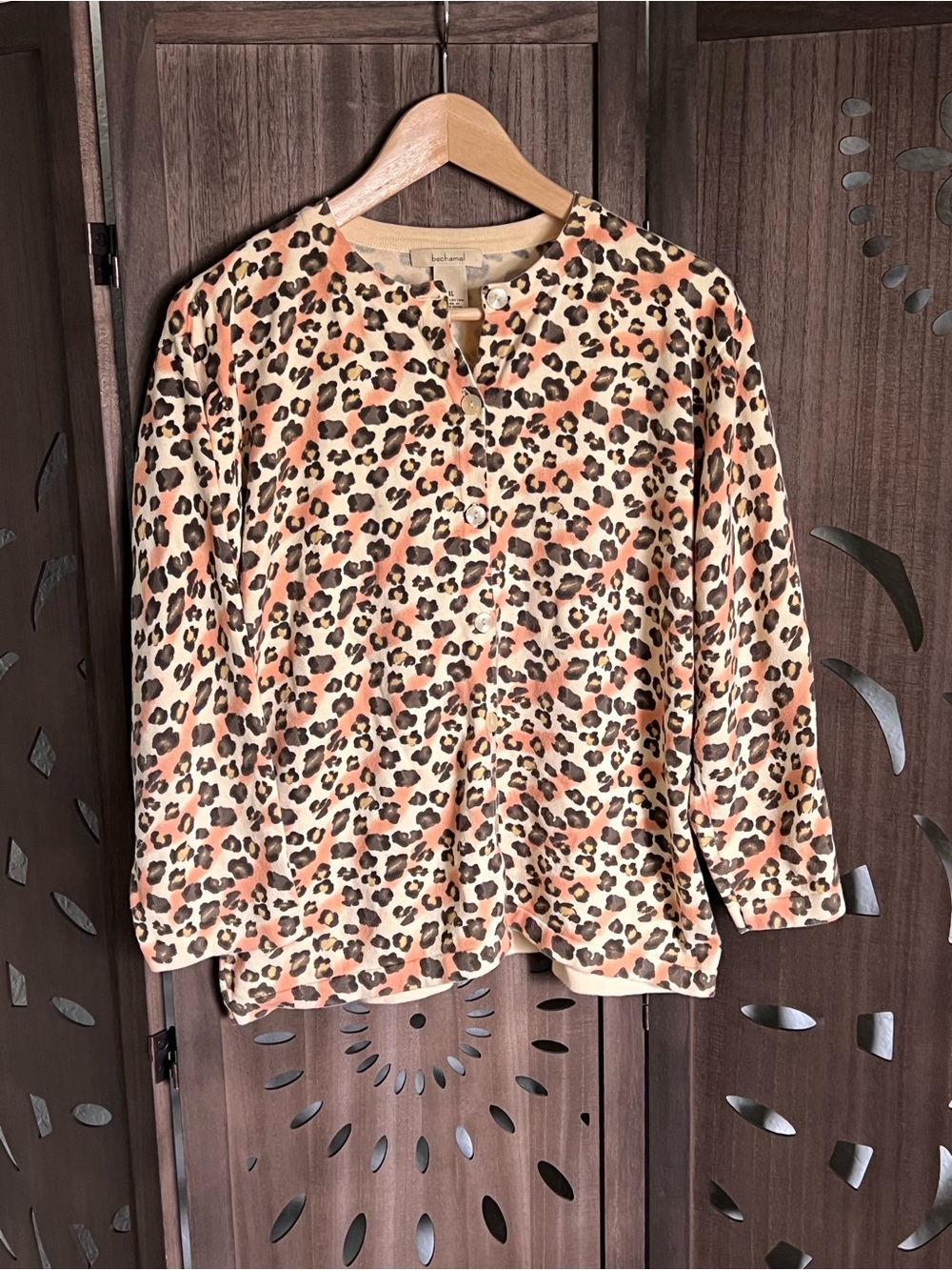 Bechamel Women's Leopard Print Cardigan - Beige & Peach Spots